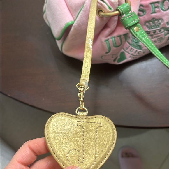 🌸 Juicy Couture Pink & Green “Juicy Is For Life” Hobo Bag Y2K Velour 🧃 - Picture 7 of 13